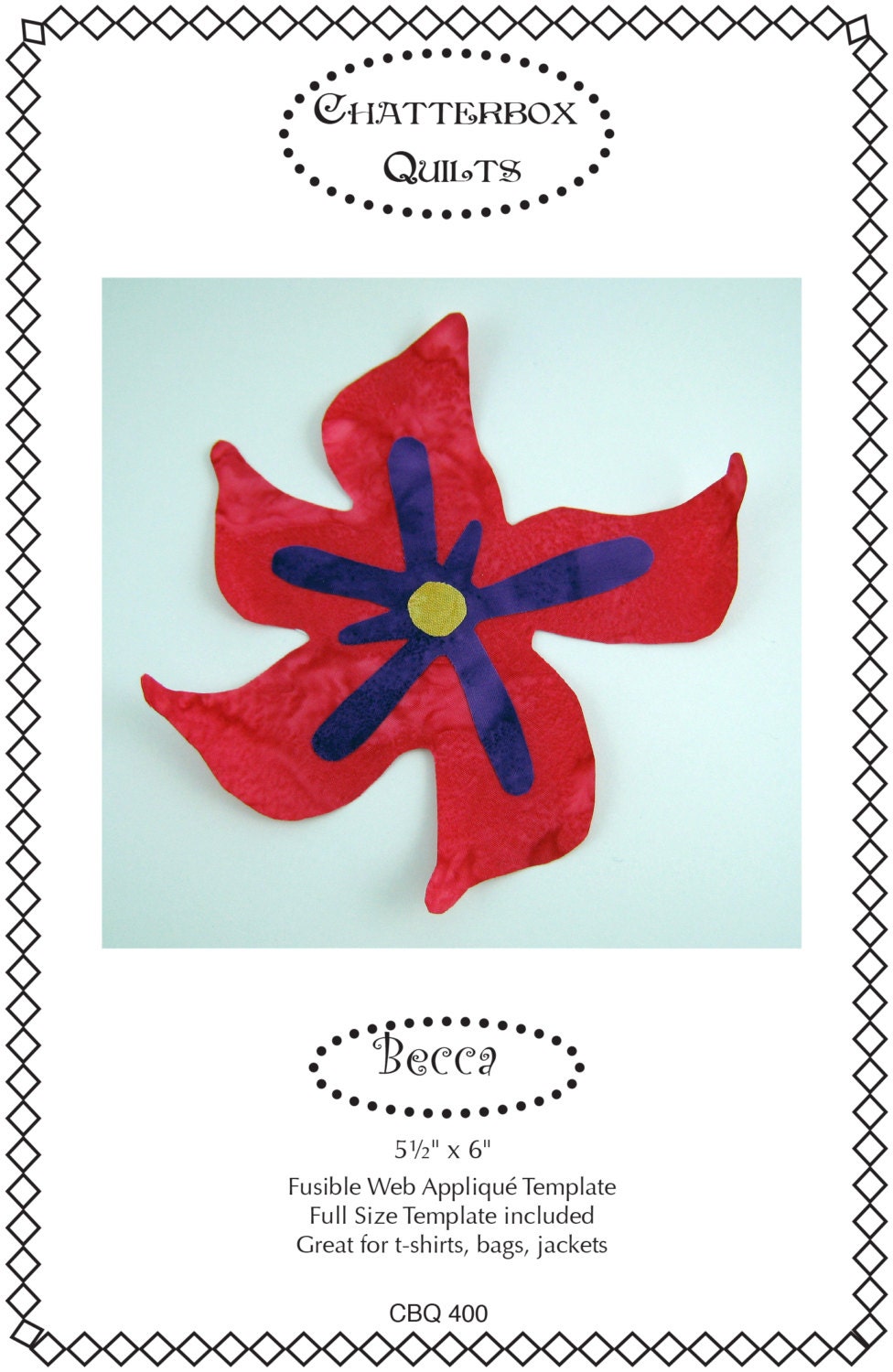 Applique Template in Downloadable Format - Becca Flower