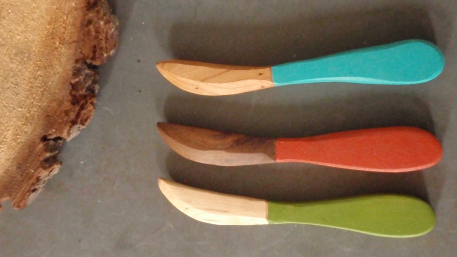 urban prairie bright /hand-carved wood knives (set of 3) rustic home and table / mother's day/picnic/ serving /kitchen gift