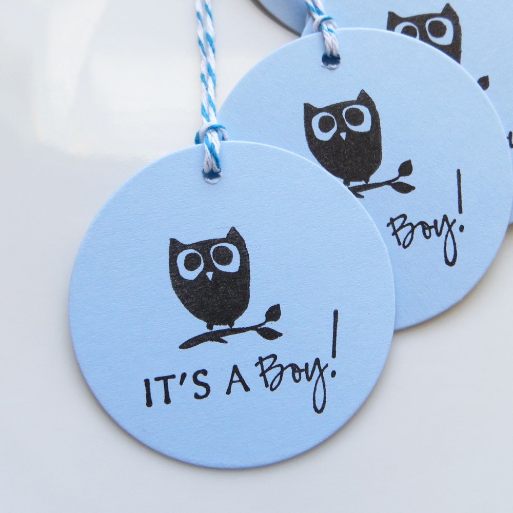 It's a Boy Tags Baby Owl - Set of 8 - Custom Colors Available - Owl Baby Shower Favor Tags Boy Baby Shower Il_170x135