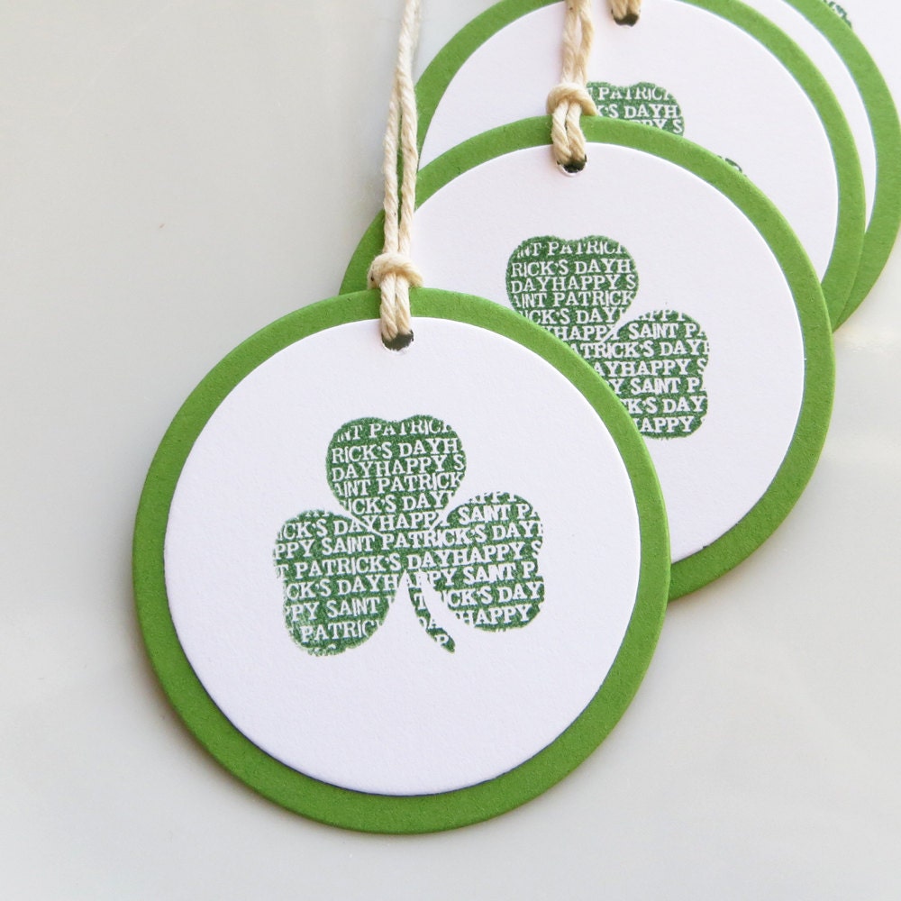 St Patrick's Day Tags Shamrock - Set of 6 - Happy St. Patrick's Day Decoration Favor Tags Shamrock Tags Il_570xn
