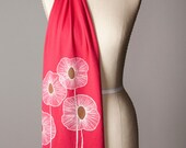 jersey scarf - floral scarf - abstract flower scarf - raspberry pink- screen printed by hand - FREE SHIPPING