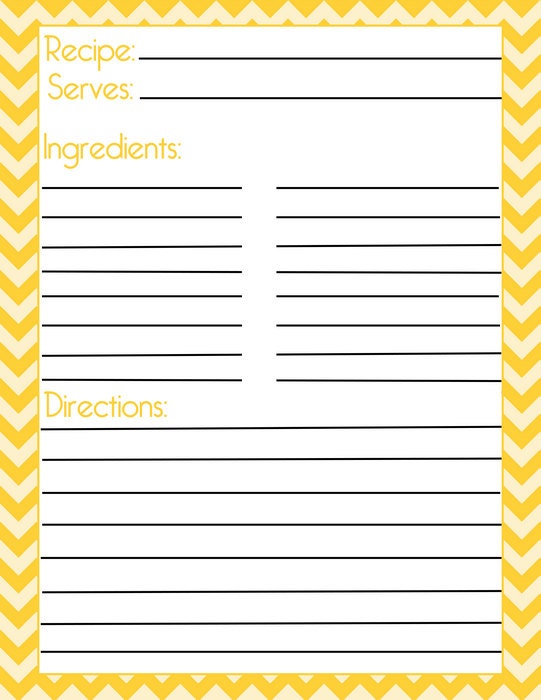 Mustard Yellow Recipe Page & Filler Page