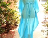 Caftan Dress in Baby Blue Cotton Gauze - Beach Cover Up