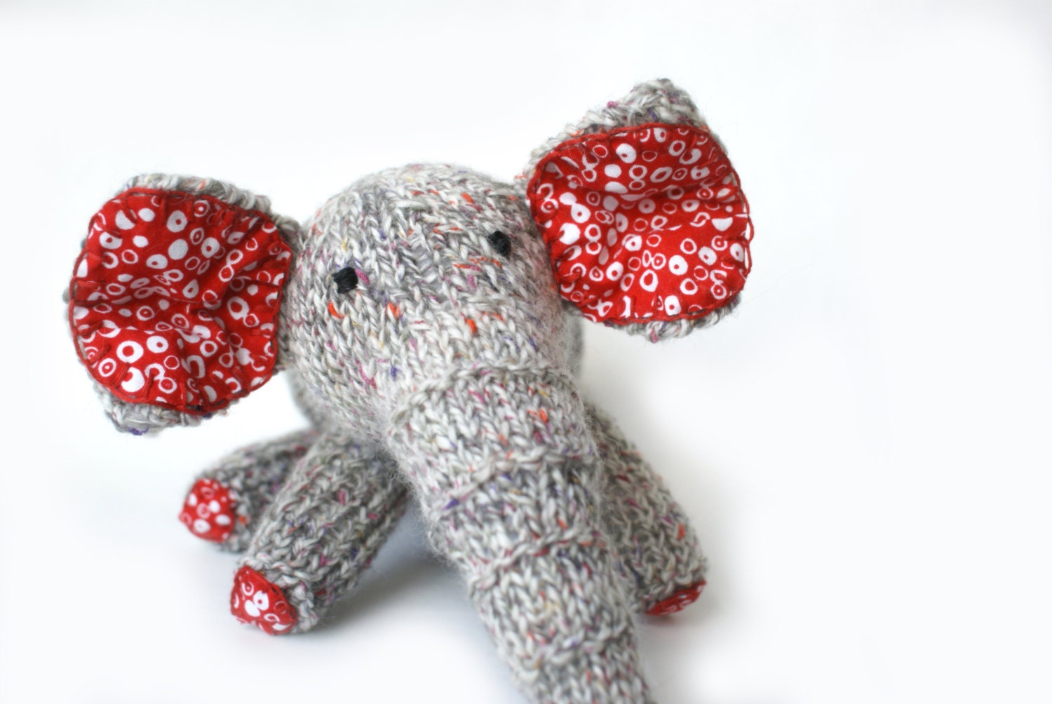 Knitted Stuffed Elephant Toy in Tweed - Ready to Ship