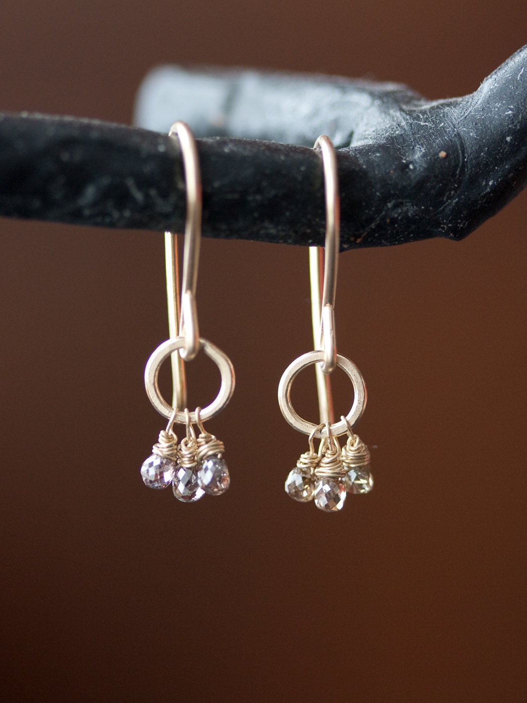 Chocolate Diamond Cluster Earrings