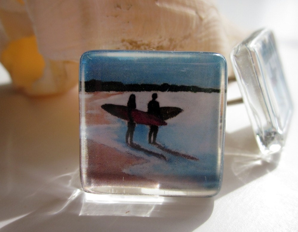 Surfing cuff links- cufflinks for surfer fiance, father of bride, husband, best man by Cathie Carlson