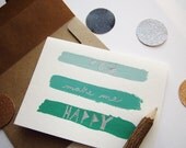 You Make Me Happy - Emerald Watercolor Ombre Greeting Card - green