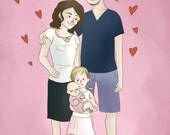 Custom Cartoon Family Portrait - Full Color Simple style