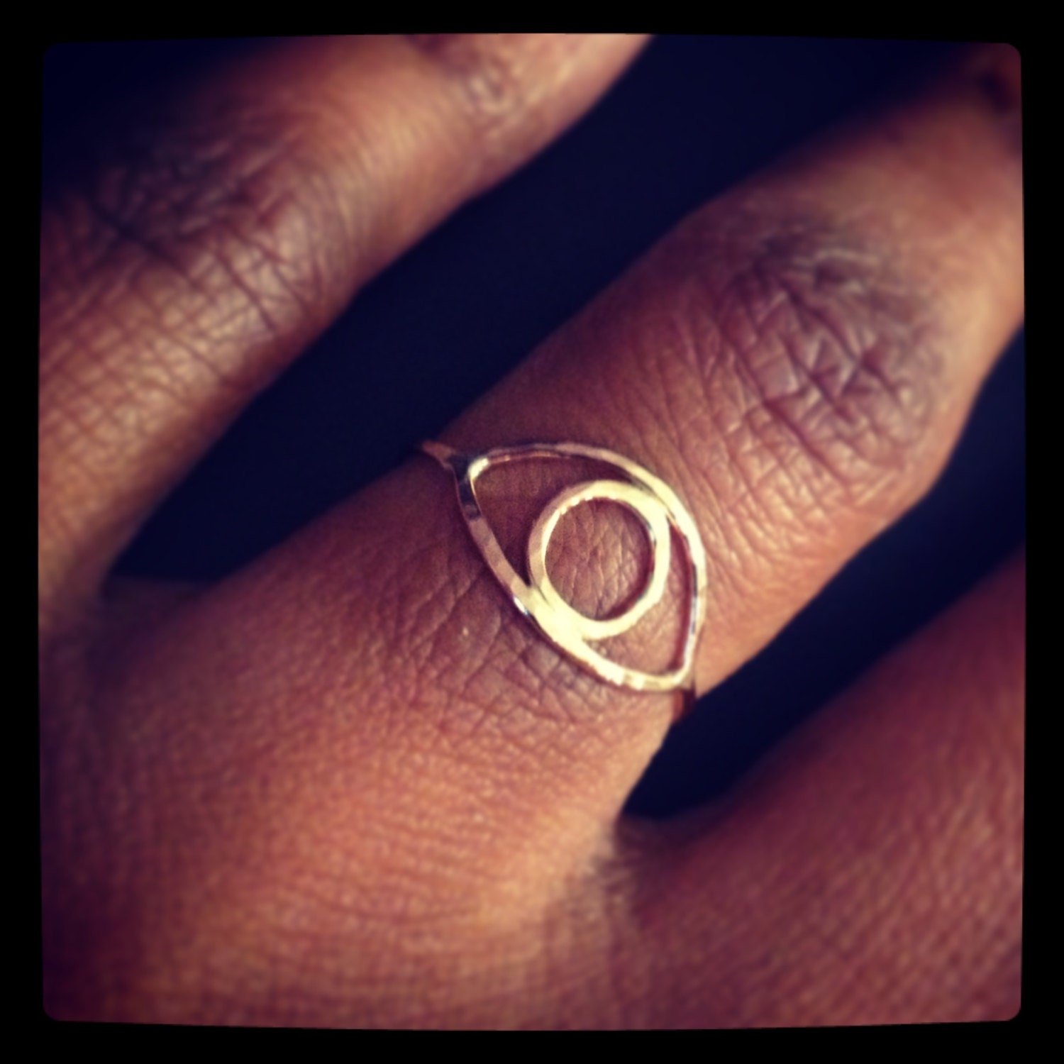 Hammered 14k Gold-fill  or Sterling SIlver "All Seeing Eye" Forefinger Knuckle or Pinky Ring