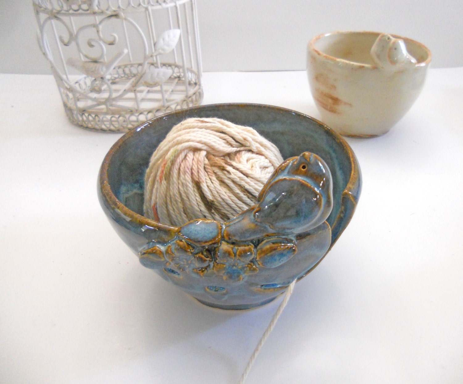 READY TO SHIP Ceramic Yarn Bowl Bird Handmade Pottery Mother's Day Stoneware