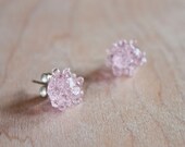 Glass Cluster Dot Earrings - Pink