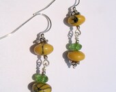 Yellow Magnesite and olivine green Dangle Drop Earrings