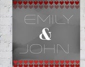 Custom Love Print, red heart, Anniversary Present, Ampersand Wedding Gift, romantic, 8X10 Personalized Wedding, Gift For him