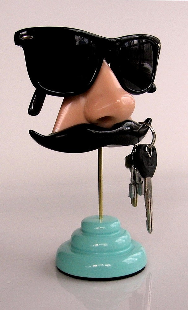 Nose Eyeglasses Holder, Key Hook Mustache, Father's day, Geeky Eyewear stand, Men Accessories, Unusual, Funny