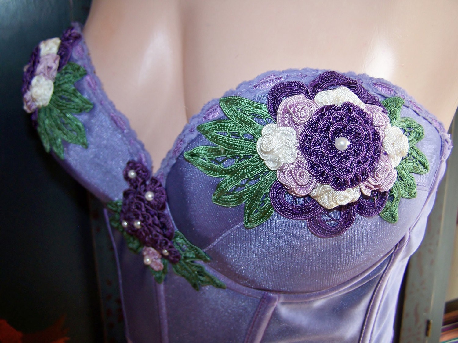 38 C Bustier Corset Violet Top with Flowers