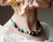 Garden of Joy--a Strung Bead Necklace on Waxed Cotton Cord with a Handwoven Closure