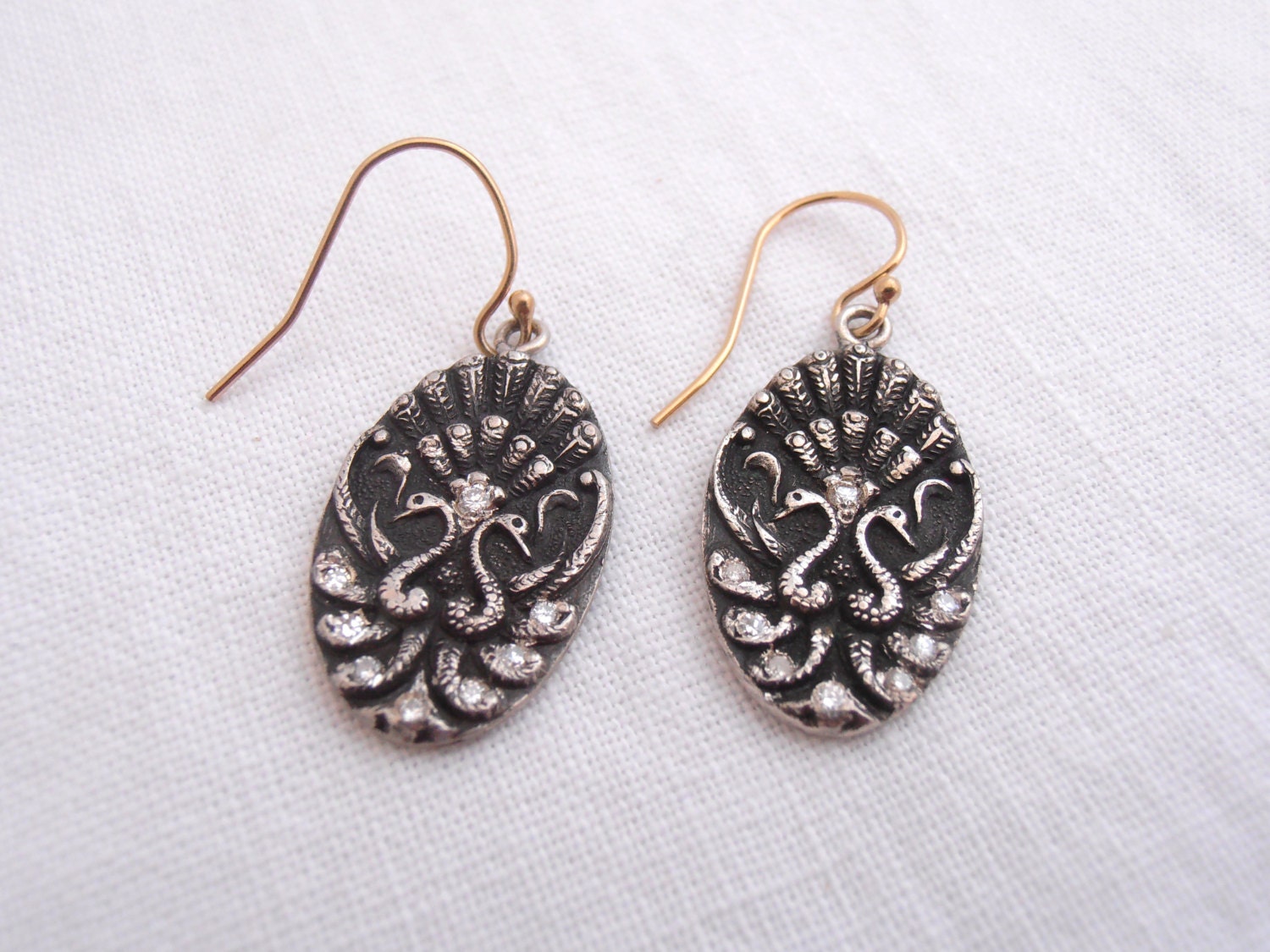 Repurposed Swan Diamond Earrings