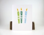 Birthday Card, Celebration Card, Happy Birthday Greeting Card, Birthday Candles, Make A Wish, Green - single