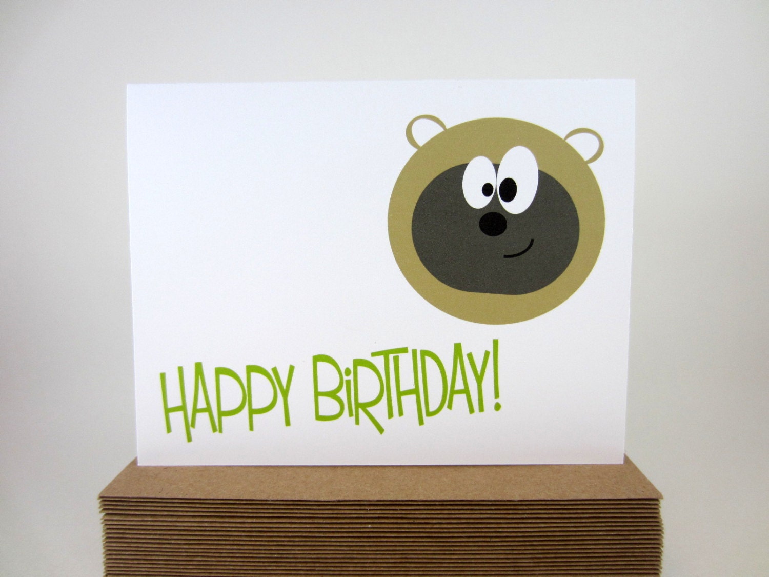 Birthday Card, Happy Birthday Greeting Card, Children's Birthday Card, Wild Animal Card, Bear Card - Single