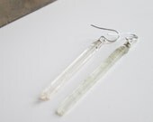 Quartz Spikes. Long Stone Dangles. Sterling Silver. Wire Wrapped. Natural Stone.