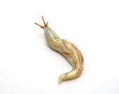 Terrestrial Slug, ivory/brown/2 - lampworked glass figurine sculpture, very lifelike