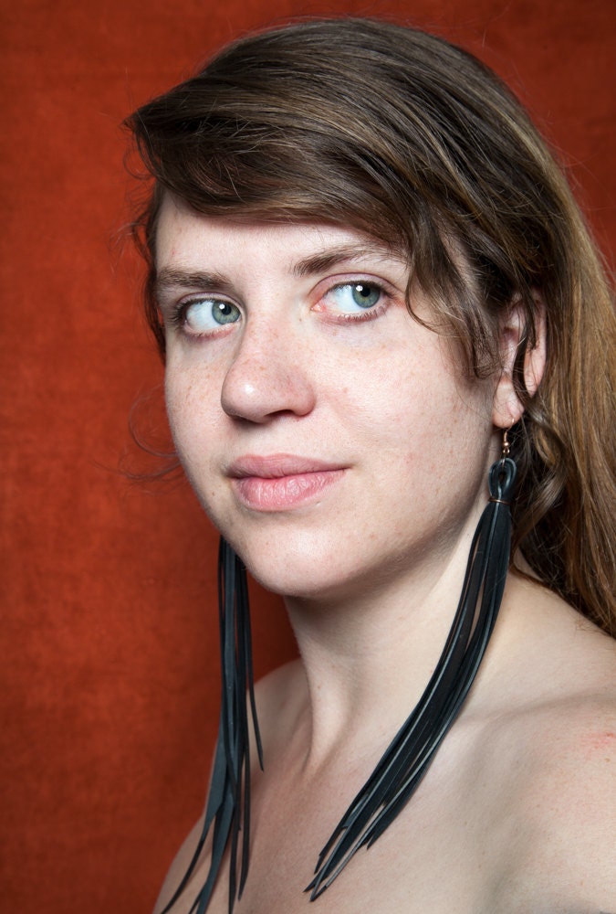 Vegan Fringe Bike Tube Earrings - Made to Order