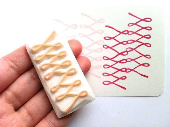 ribbon rubber stamp. border rubber stamp. hand carved rubber stamp. handmade rubber stamp.