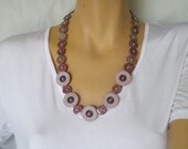 Long button necklace, soft lavender vintage buttons.