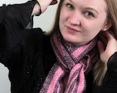 Handwoven Scarf: Pink and Black Vertical Stripes