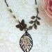 Soft Taupe Tiny Flower, Leaf, Bird, Butterfly Ivory Pearls Necklace. Bridal Bridesmaids Necklace. Bridesmaids Gift. Nature Necklace.