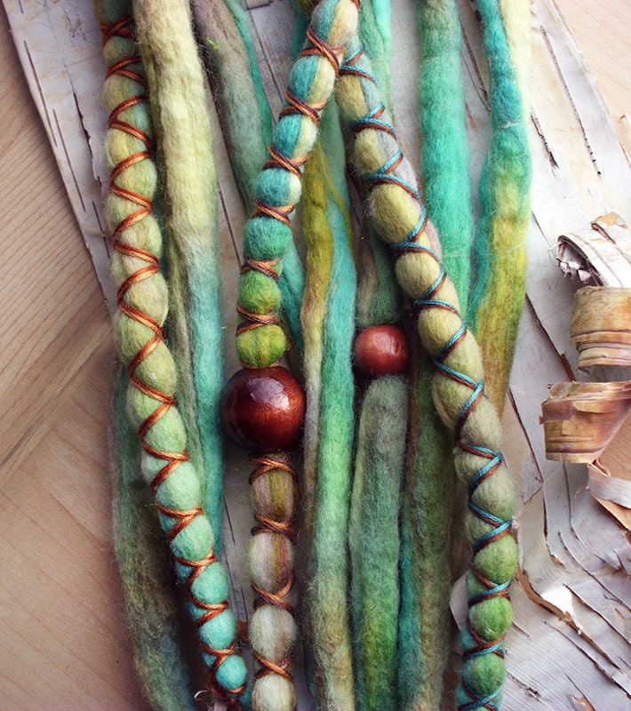 Custom Order Tie-Dye Multi Color Wool Dreads with X-Cross Wrap & Beads Bohemian Hippie Dreadlocks Tribal Falls Synthetic Boho Extensions