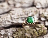 Green leaf ring - Adjustable ring - Rustic jewelry (R056)