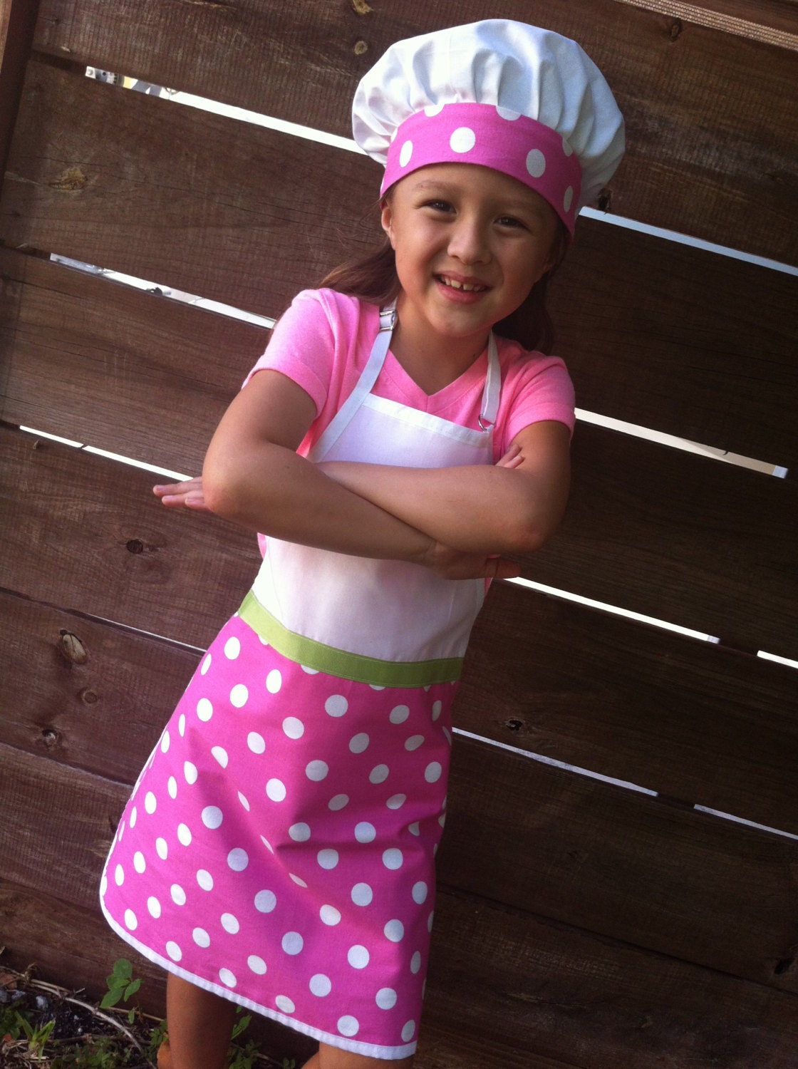 Girls Apron and Chef hat Palm Beach Polka Dots
