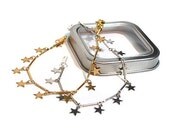 Set Gold and Silver Stars Chains Bracelet. Wedding bracelet. Milky Way. Bridesmaid jewelry