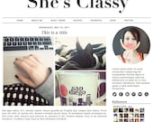 Blogger Premade Template: She's Classy - minimalist, teal, theme, clean, magazine, twitter, icons