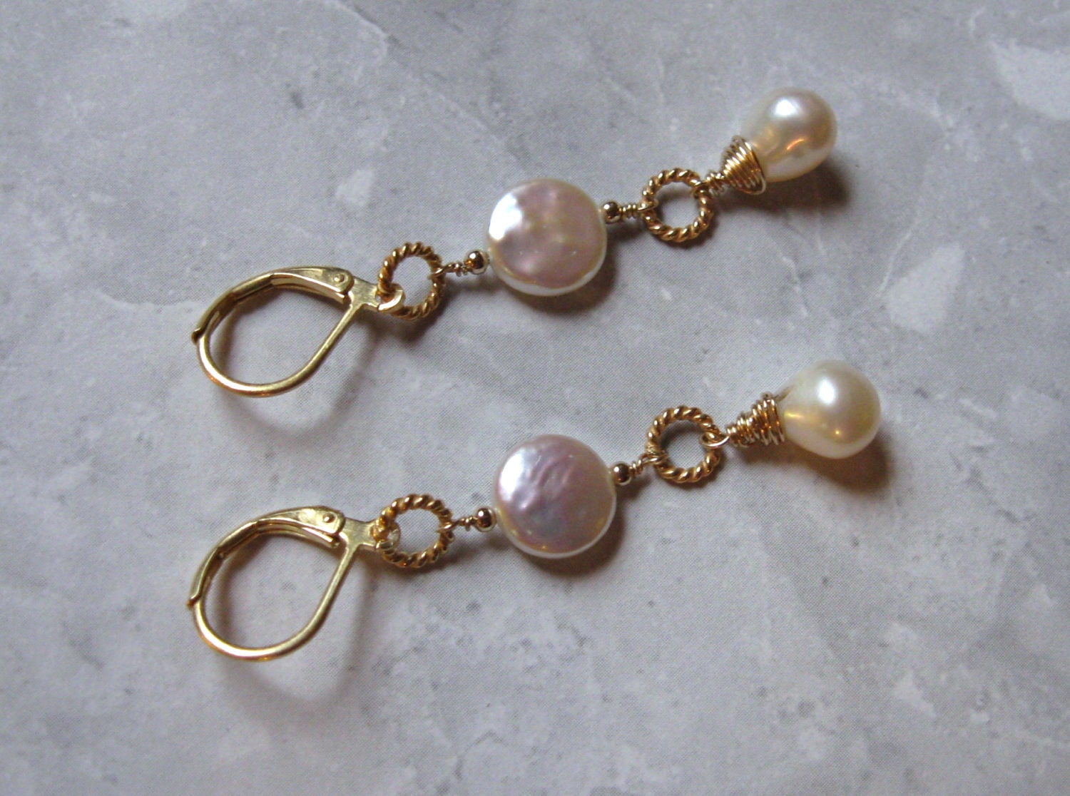 Freshwater Pearl Earrings- Gold Filled, Wire Wrapped