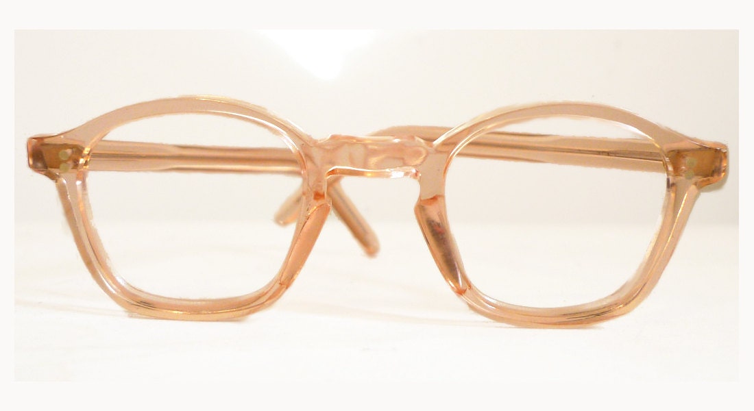 Iconic Blush Pink Eyeglass Frames. NOS. Warhol Frames/Circlr-ish,Roundish Sunglasses. Pastel Melon Salmon Clear Fleshy