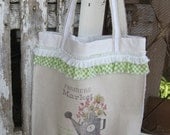 Sring Market Tote - "Farmers Market" Watering Can, Flowers, Ruffles - Large Oversized Paper Bag Style - Mothers Day - Sweet Magnolias Farm