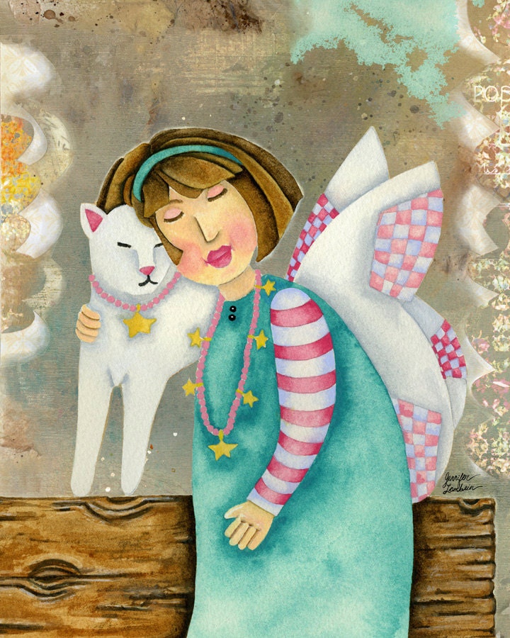Art Print 8x10. Angel Kitty