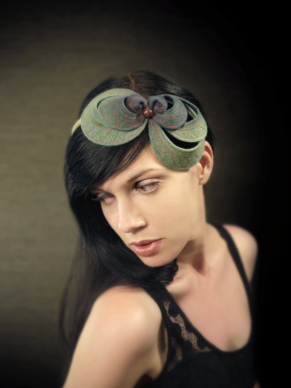Green Ombre Felt Headband Fascinator - Helix Series