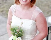 Sample Sale - Tulle Wedding Dress "Ruth", Lace Trimmed Wedding Gown, Ivory Tea Length Dress, Short Party or Prom Dress - Ready made Size 10