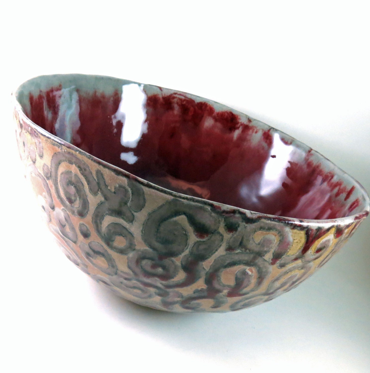 Large Pottery Bowl - Punch Bowl - Handmade Red Ceramic Bowl - 282