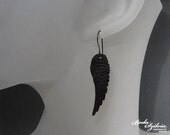 DARK ANGEL - antiqued dark brass wing earrings