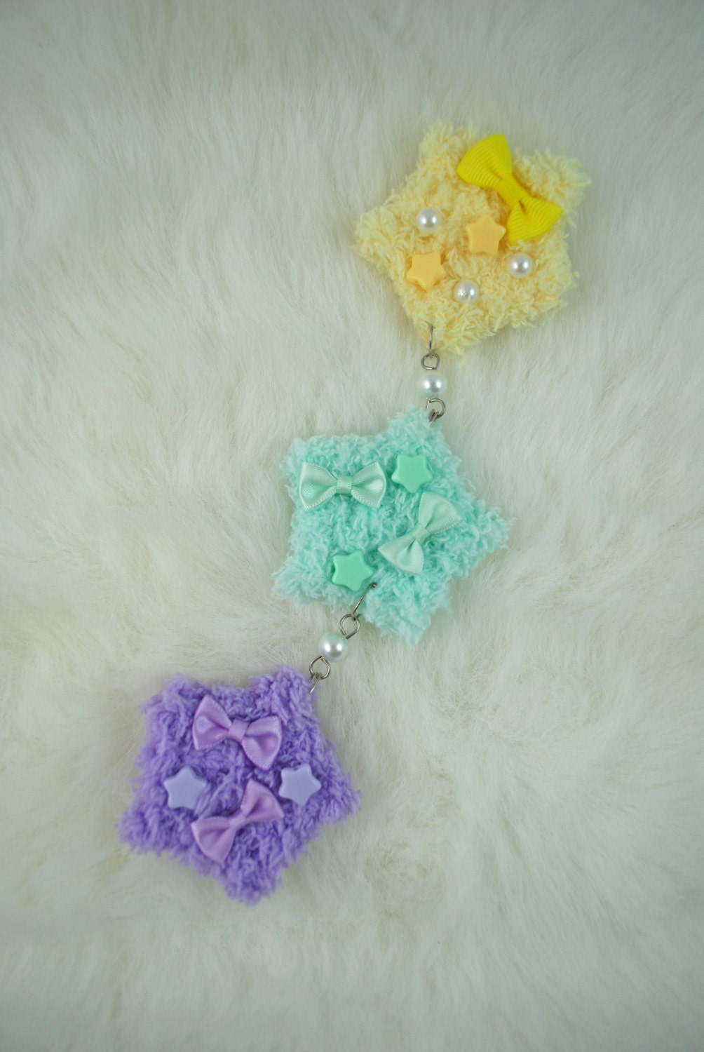 2-Way Yellow, Mint, and Lavender 3 Star Barrette/Pin