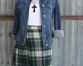 Plenty of Plaid - Blue and Green Wool Plaid Kilt or Skirt - Made in Scotland - 1960's Vintage