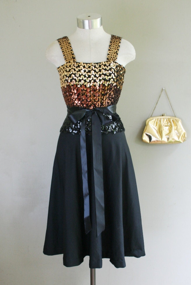Distractions - Circa 1970s - Sequined Cocktail Dress - by Happenings