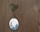 Canopy Necklace in Lunar Blue and Graphite - Hand Painted Tree Artwork Pendant (Can-PN-BGra)