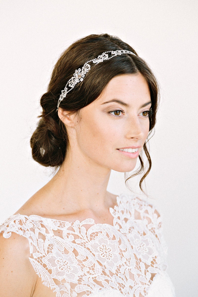 CARSON Headband-  crown, halo, bridal, rhinestone, crystal, veil, wedding, tiara, headpiece