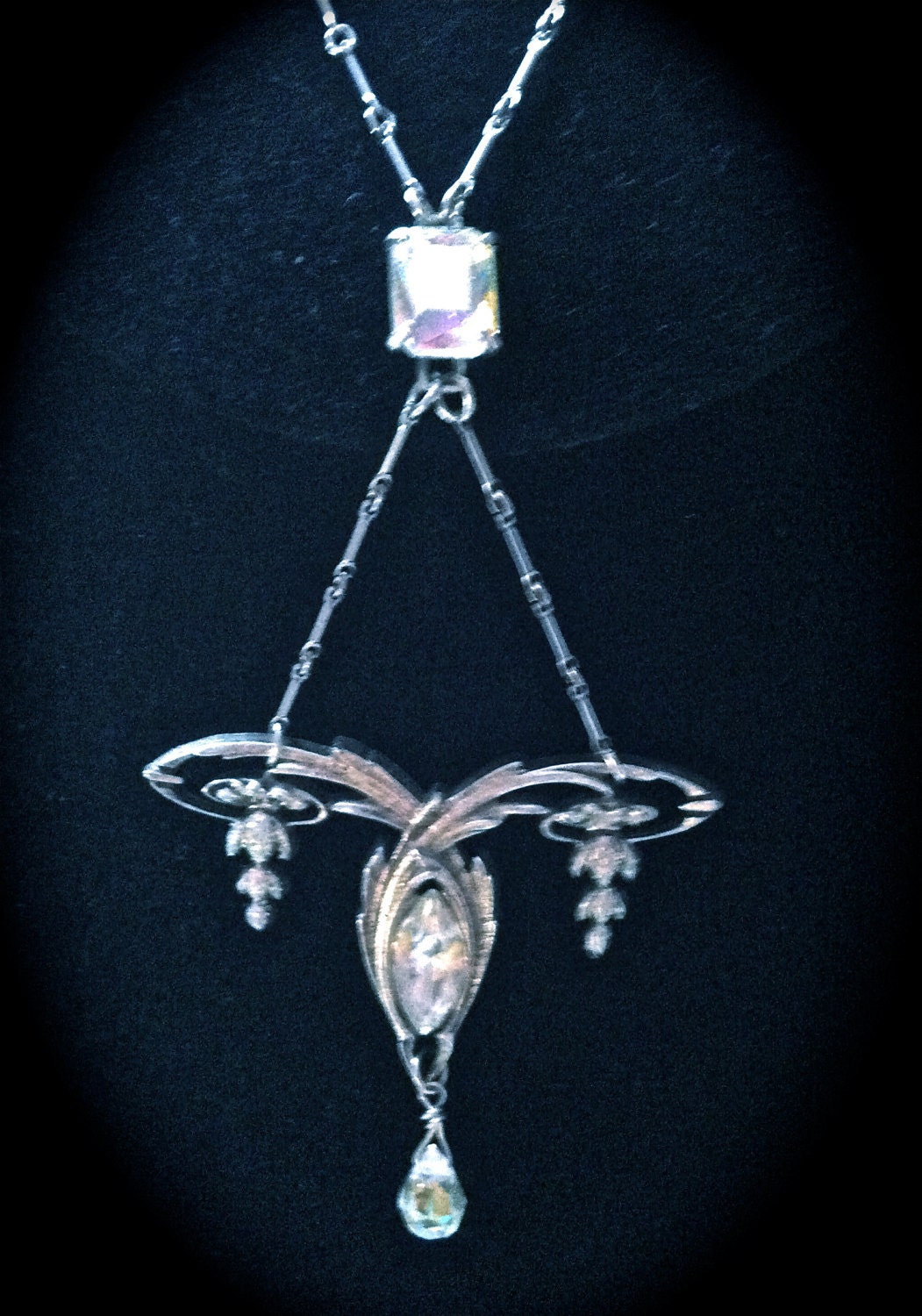 Great Gatsby Roaring Twenties Art Deco  AB Crystal Dazzling Necklace