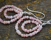 Pink Opal Dangle Hoop Earrings with Sterling SIlver